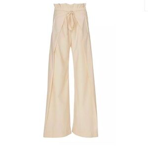 NEW NWT CULT GAIA pajah layered wool blend wide leg pants cream large tie front
